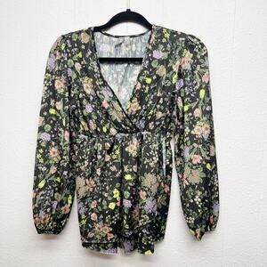 Asos Puff Sleeve Babydoll Boho Floral Cottagecore Gardencore Womens Top Size 4